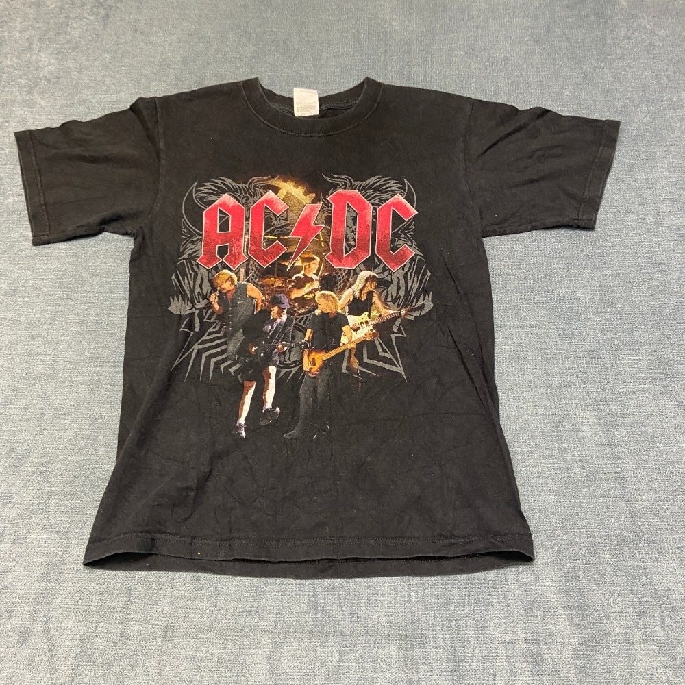 Anvil AC/DC Black Ice Tour 08 09 T Shirt Mens S Black Cotton Graphic Outdoor Tee